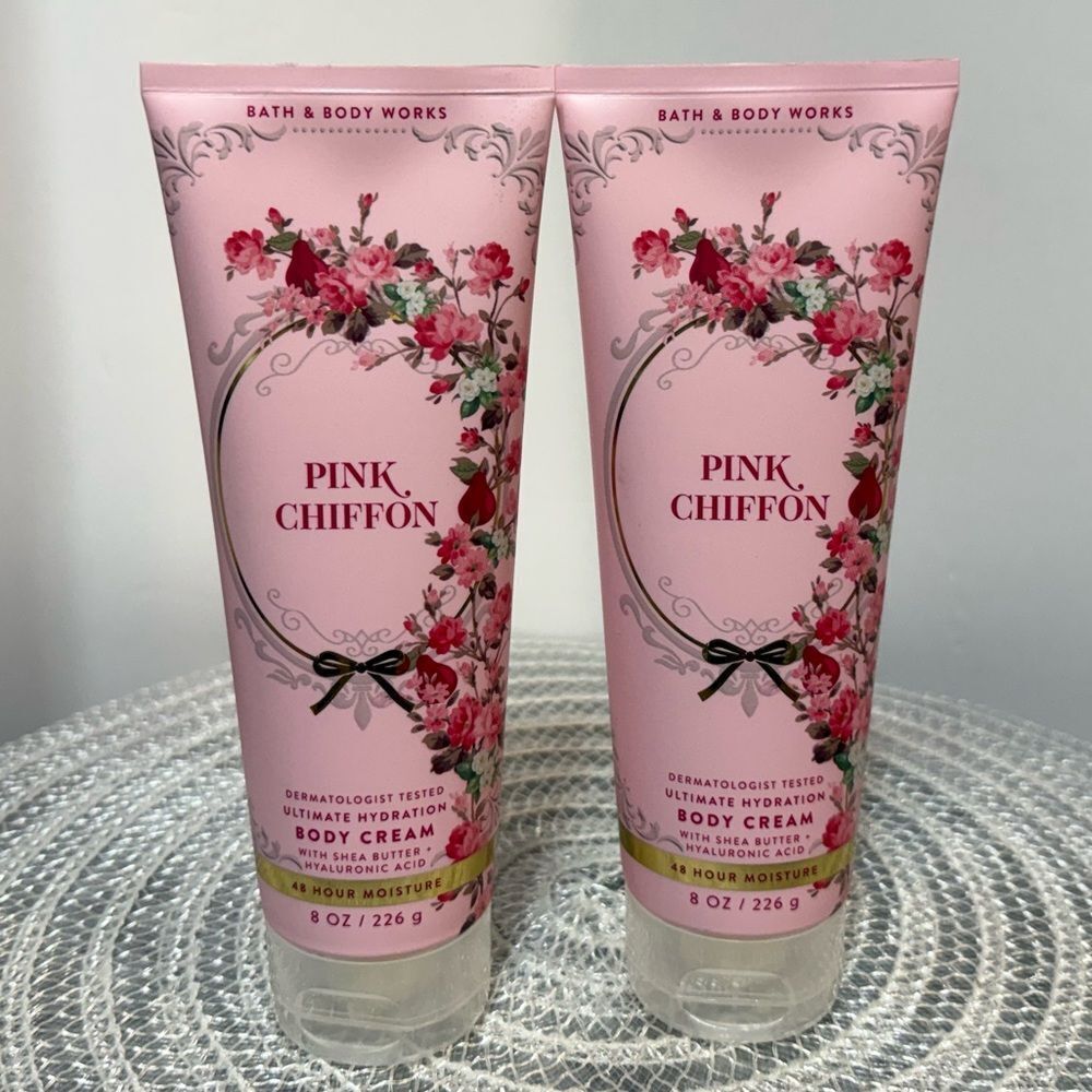 BBW Pink Chiffon Body Cream Set of 2 NWT